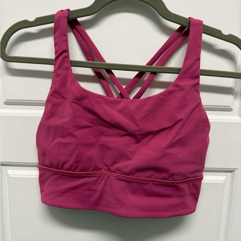 Lululemon Energy Longline Bra, Medium Support, B-D Cups, Raspberry Coulis, 6